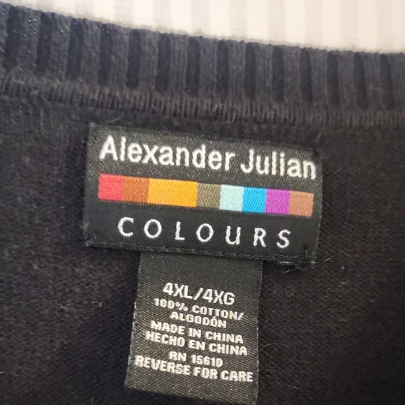 Alexander Julian Men's V-Neck Argyle Sweater Vest - Black and Burgundy - Picture 2 of 3